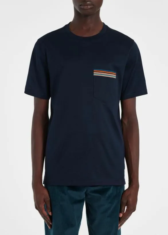 Paul Smith TShirts 039Signature Stripe039 Pocket TShirt Navy 8211 Mens