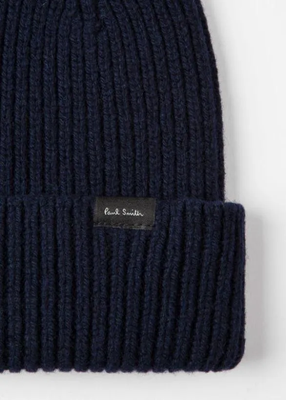 Paul Smith Tailoring CashmereBlend Beanie Hat Navy 8211 Mens