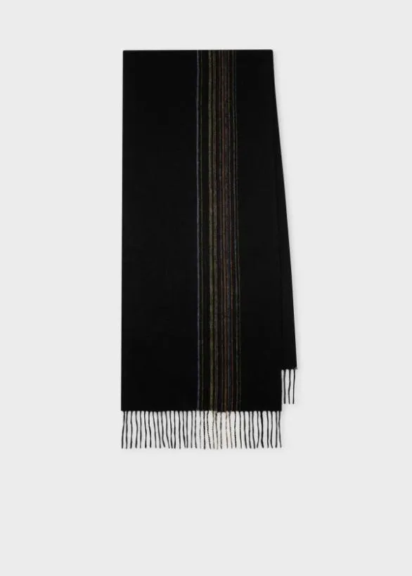 Paul Smith Tailoring LambswoolCashmere 039Signature Stripe039 Scarf Black 8211 Mens