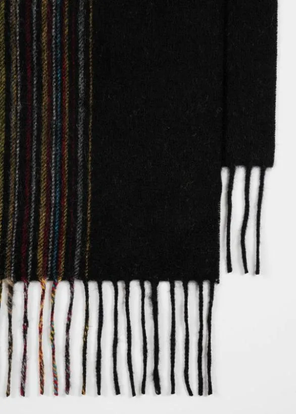 Paul Smith Tailoring LambswoolCashmere 039Signature Stripe039 Scarf Black 8211 Mens