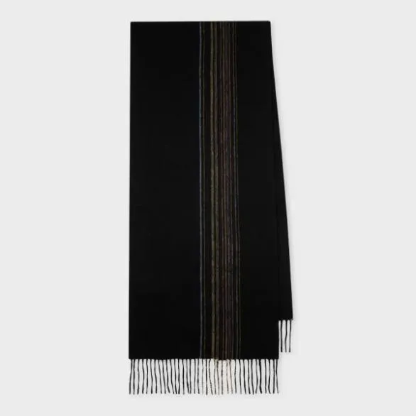 Paul Smith Tailoring LambswoolCashmere 039Signature Stripe039 Scarf Black 8211 Mens