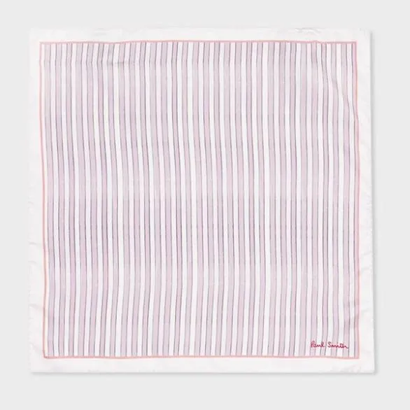 Paul Smith Tailoring Stripe Silk Pocket Square Pink 8211 Mens