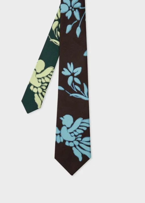 Paul Smith Ties 039Bird Floral039 Print Silk Tie Green 8211 Mens