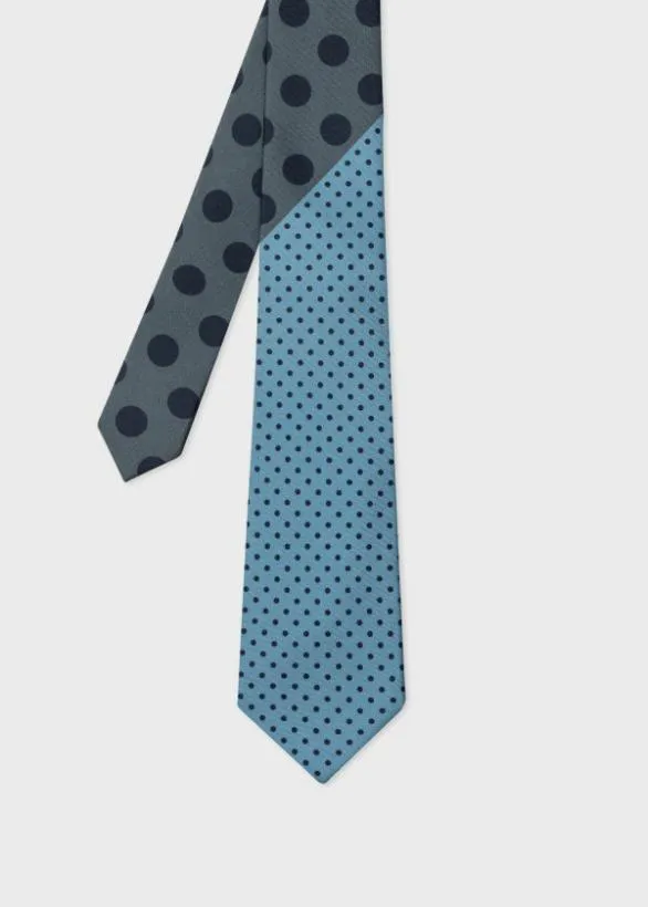 Paul Smith Ties Mixed Polka Dot Silk Tie Blue 8211 Mens
