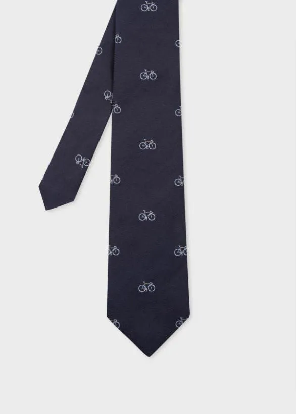 Paul Smith Ties Silk 039Bicycles039 Tie Navy 8211 Mens