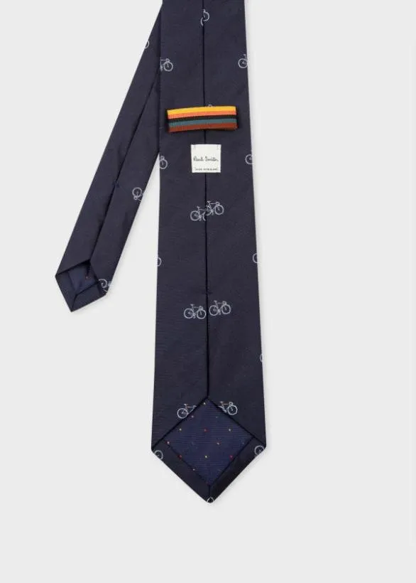 Paul Smith Ties Silk 039Bicycles039 Tie Navy 8211 Mens