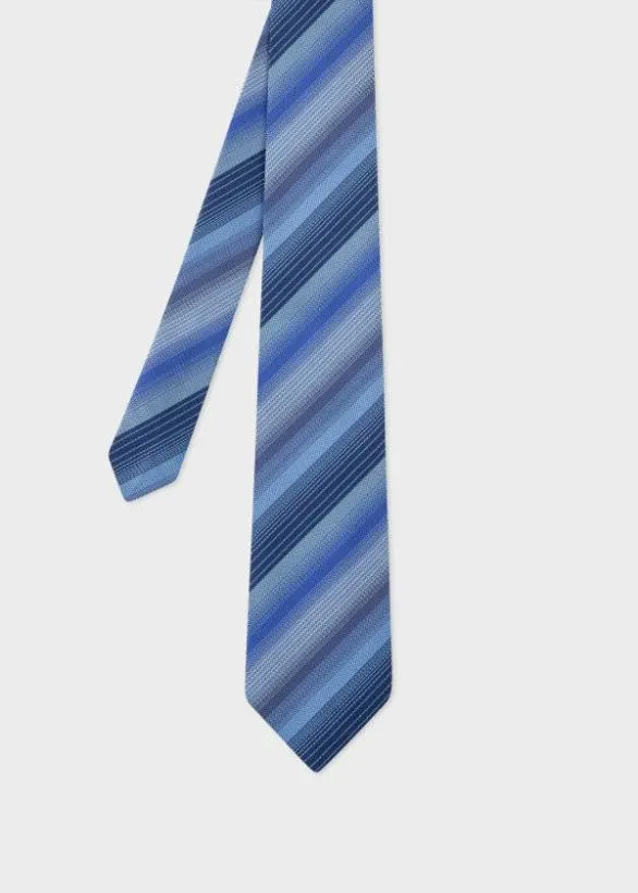 Paul Smith Ties Silk Ombre Stripe Tie Blue 8211 Mens