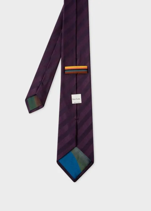 Paul Smith Ties Silk Stripe Tie Purple 8211 Mens