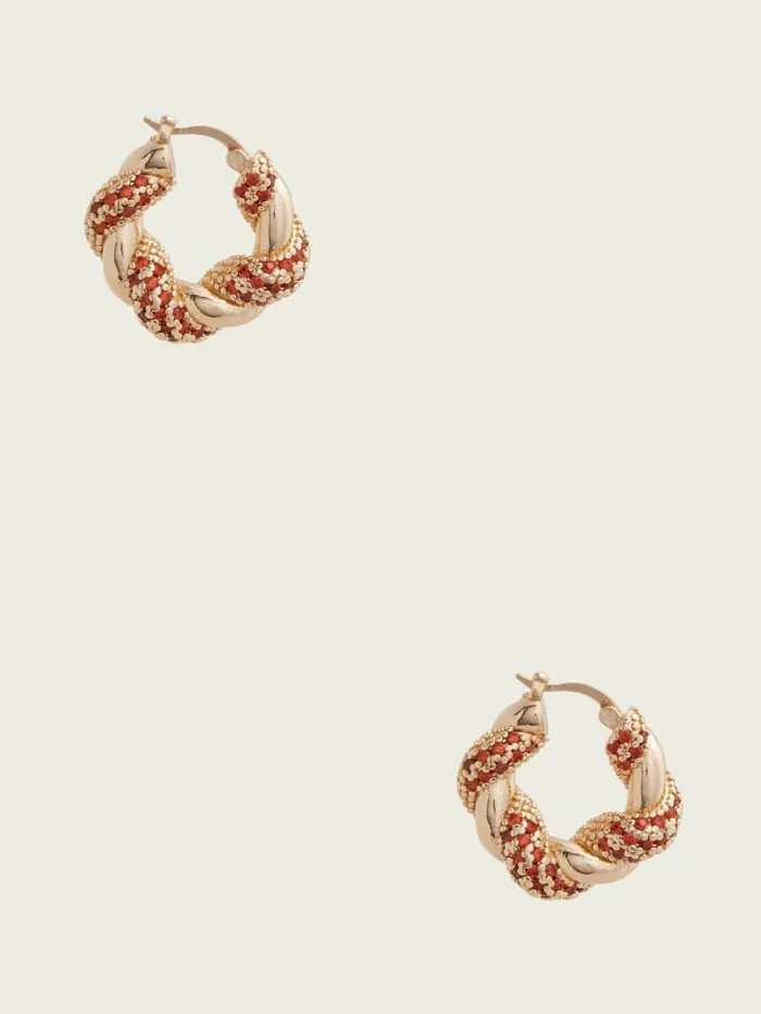 Pave Twist Huggie Earrings SilverGold Jewelry GUESS Women