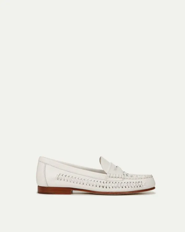 Penny Woven Leather Loafer Coconut Women Veronica Beard Shoes