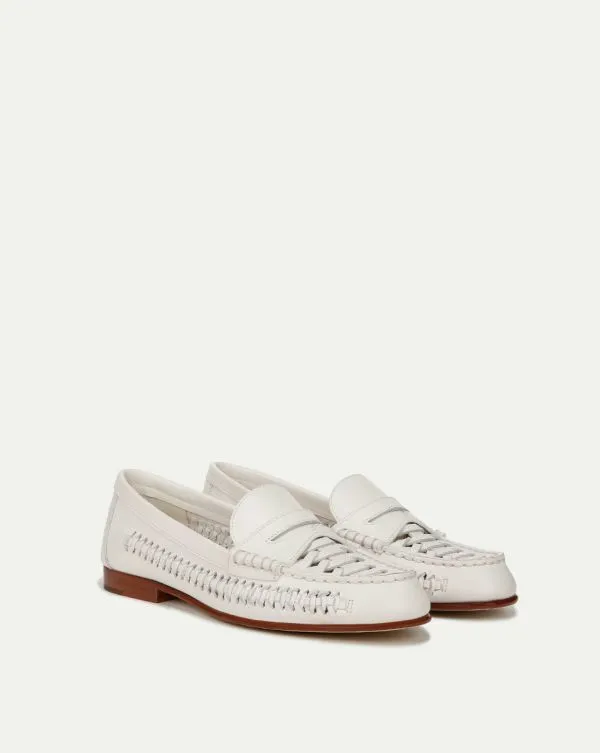 Penny Woven Leather Loafer Coconut Women Veronica Beard Shoes Penny Woven Leather Loafer Coconut Women Veronica Beard Shoes
