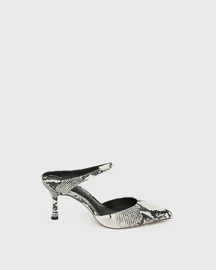 Preston Mule 8211 Natural Multi Snake Leather Women Heels and Wedges PAIGE