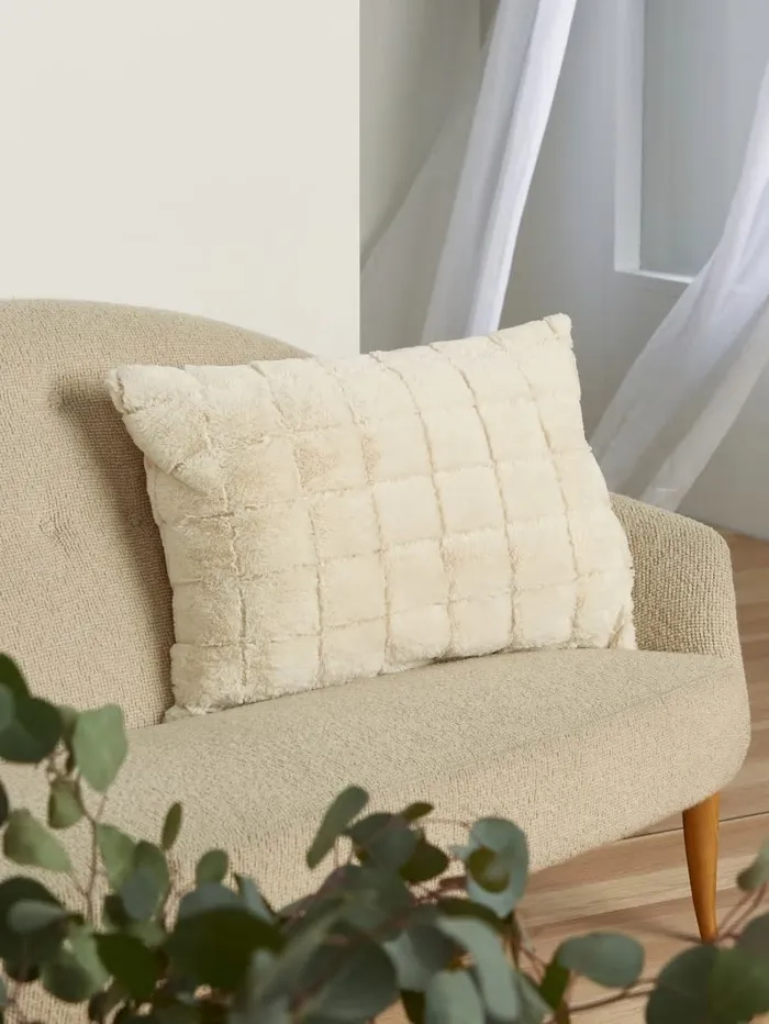 Quilted FauxFur Pillow White Multi Women Home GUESS