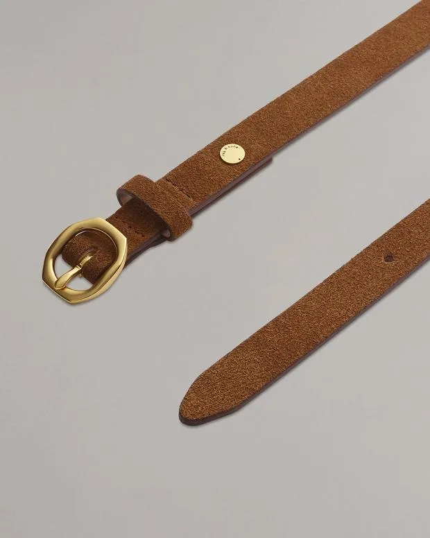 rag and bone Belts Women Baby Audrey Suede Belt Brownwood Suede