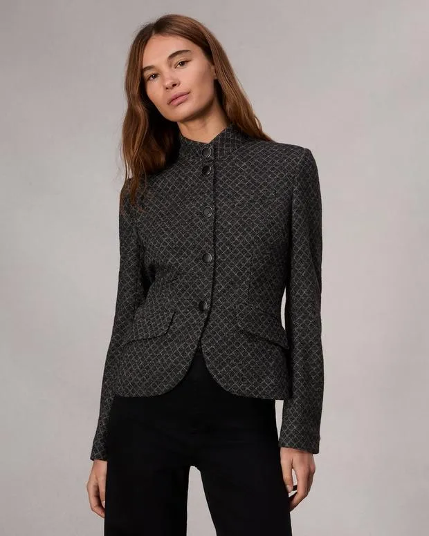 rag and bone Slade Patterned Blazer Black Women Blazers and Vests
