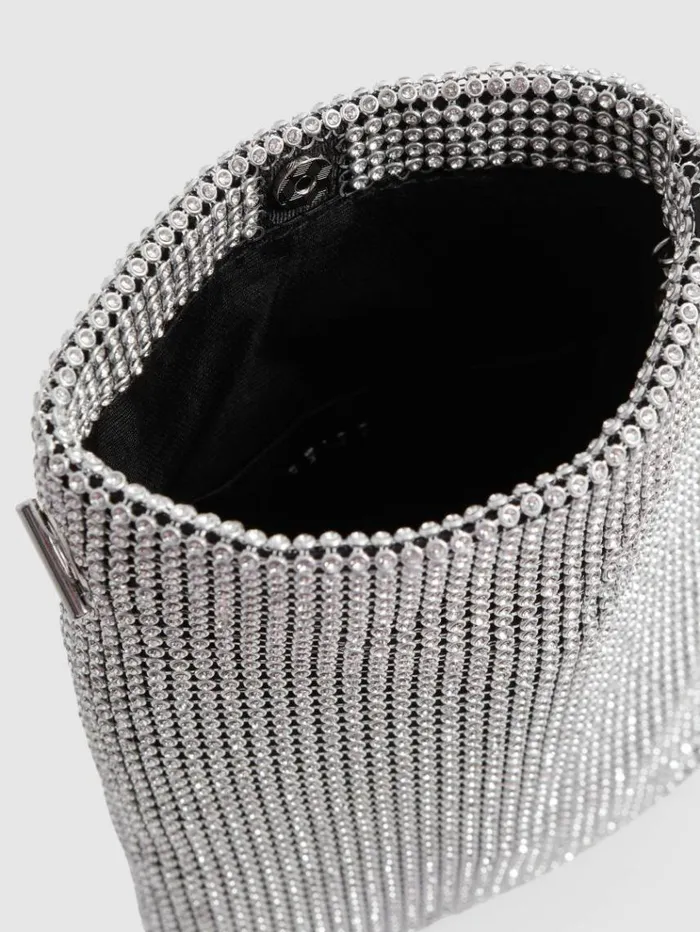 REISS Bags and Purses Women CrystalMesh Shoulder Pouch Silver