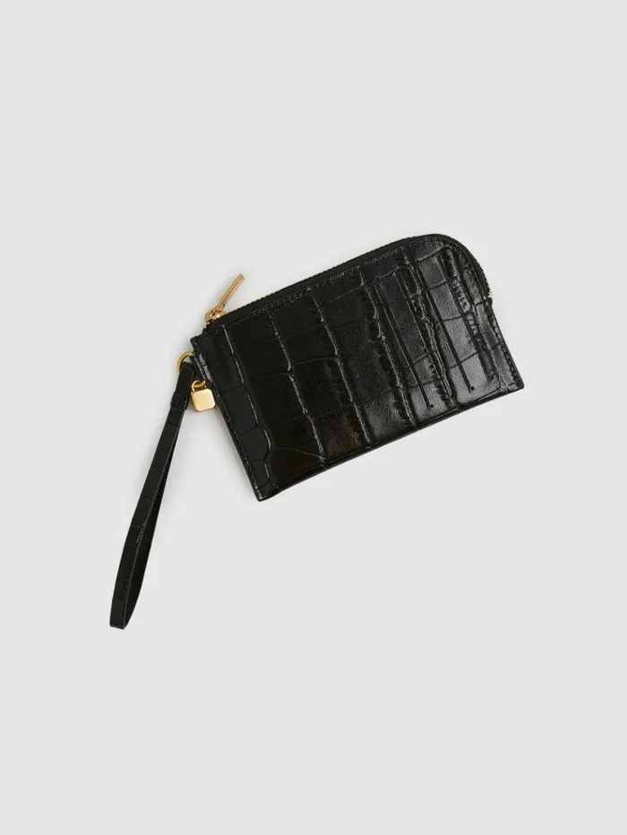 REISS Bags and Purses Women Leather Coin Purse Black