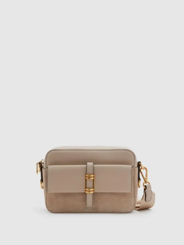 REISS Bags and Purses Women Leather Suede Camera Bag Taupe