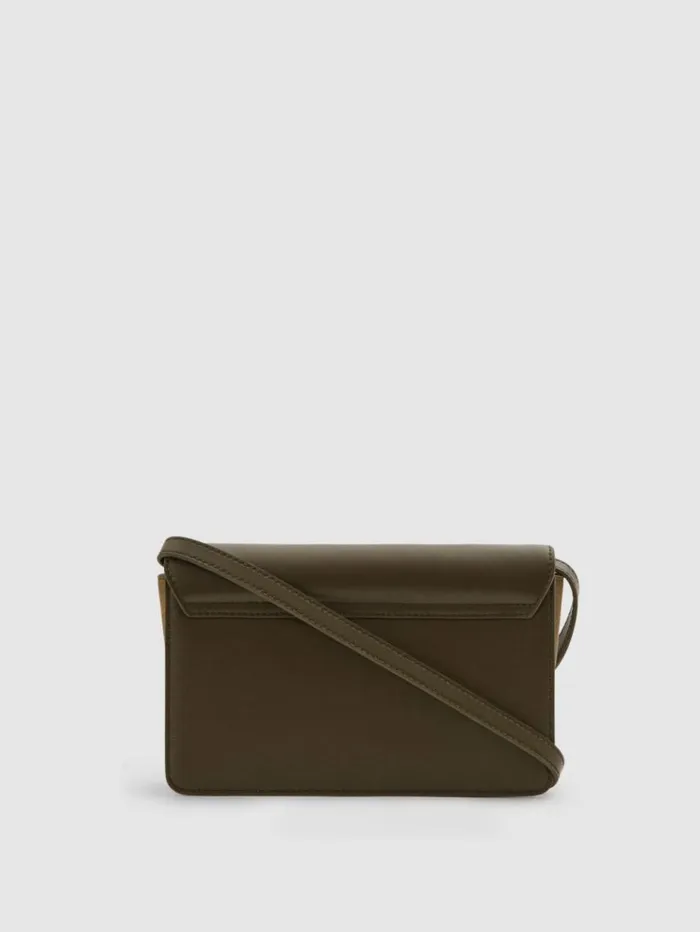 REISS Bags and Purses Women Leather Suede Chain Crossbody Bag Olive