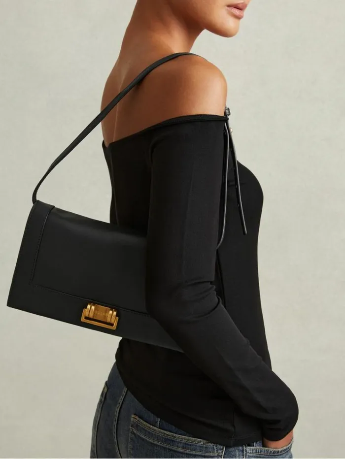 REISS Bags and Purses Women Leather Suede Shoulder Bag Black