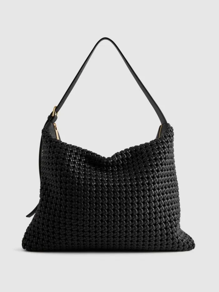 REISS Bags and Purses Women Leather Woven Tote Bag Black