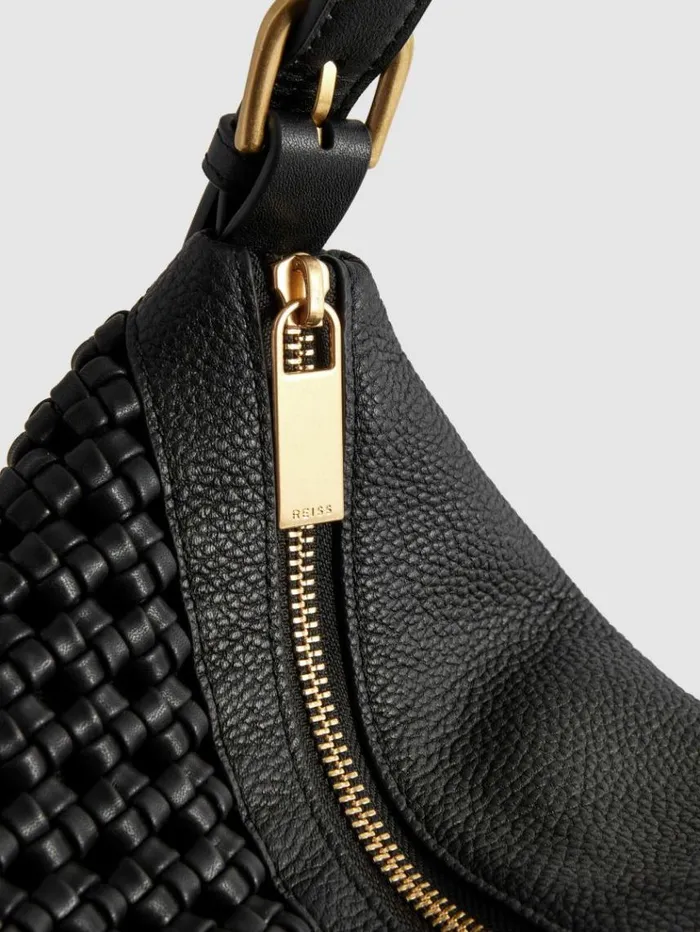 REISS Bags and Purses Women Leather Woven Tote Bag Black