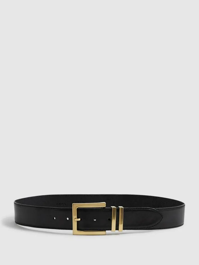 REISS Belts Women Leather Belt Black