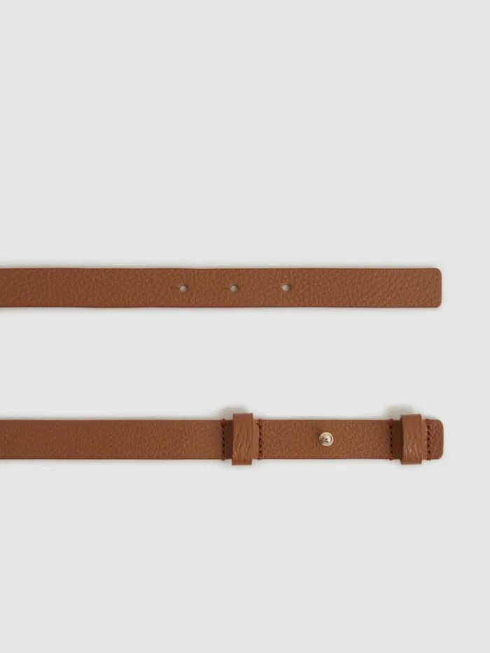 REISS Belts Women Leather Square Hinge Belt Tan
