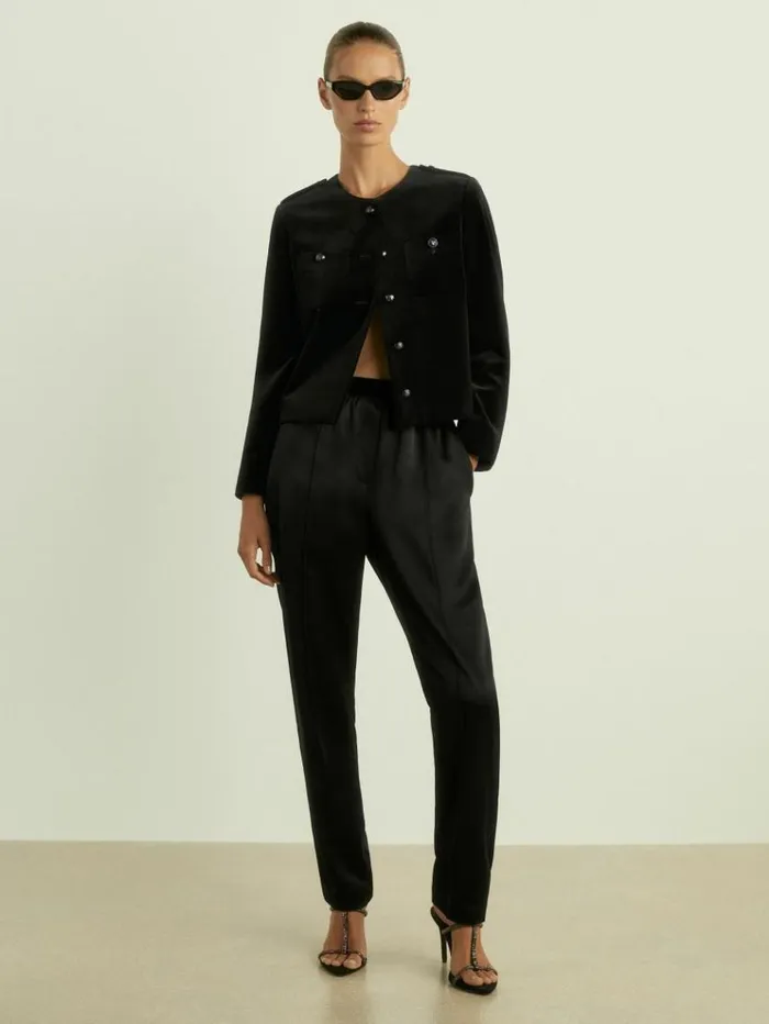 REISS Blazers and Jackets Women Cropped Velvet Jacket Black