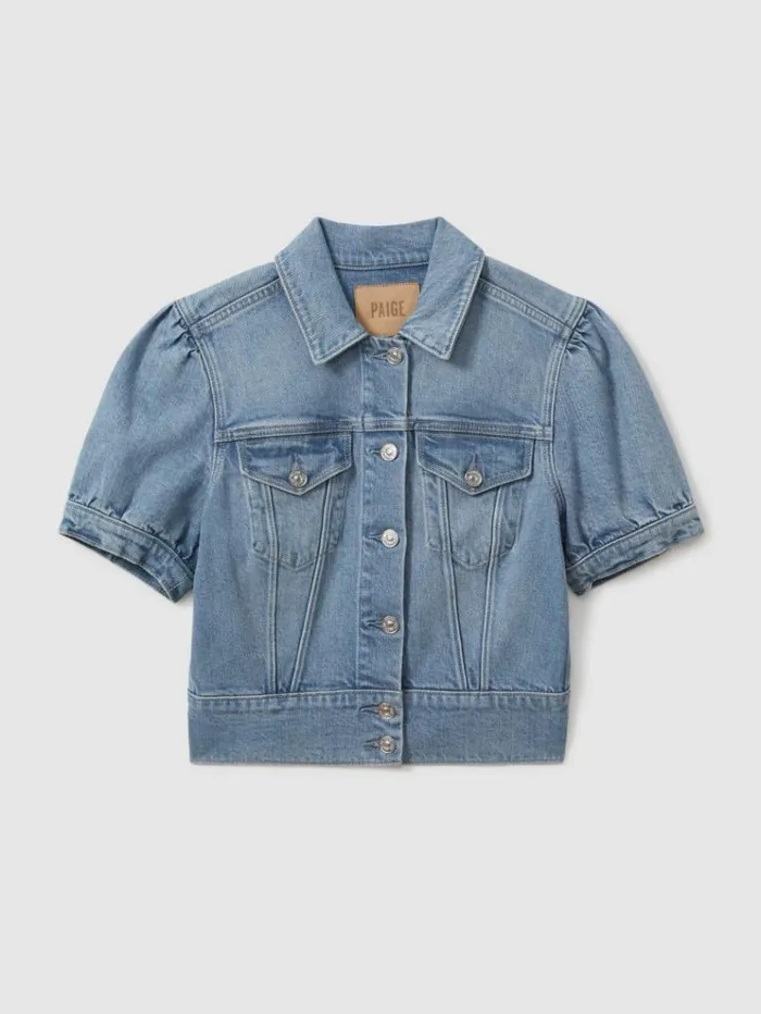 REISS Blazers and Jackets Women Paige Cropped Denim Shirt Lowen Blue