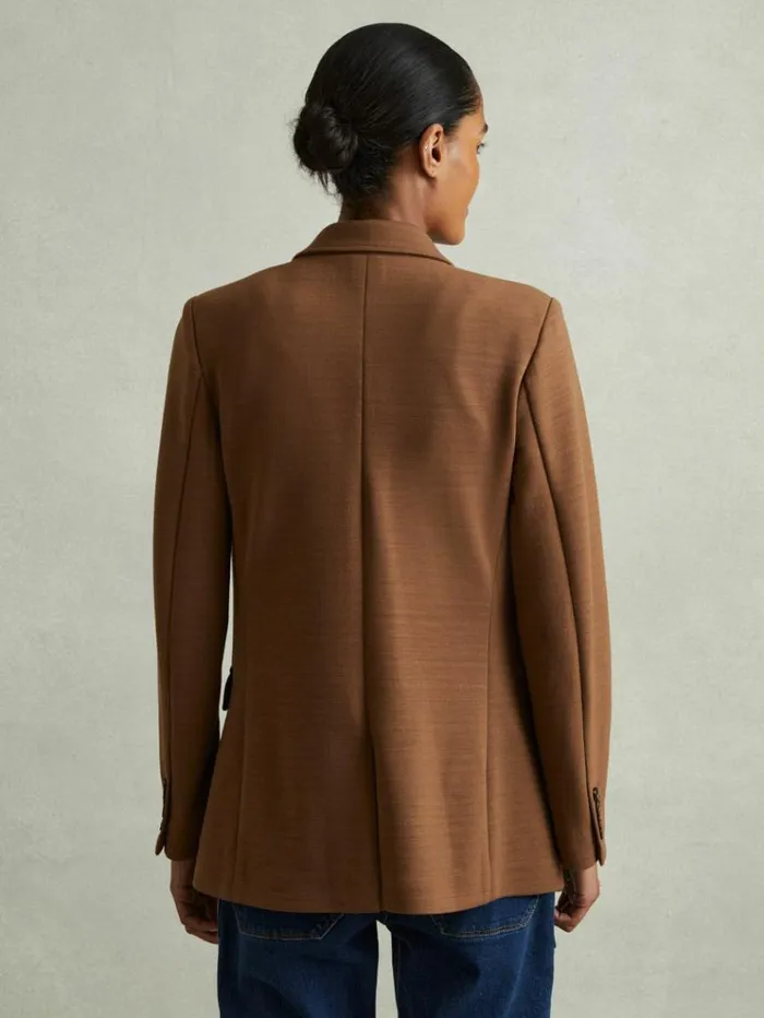 REISS Blazers and Jackets Women Ponte ButtonThrough Overshirt Dark Camel