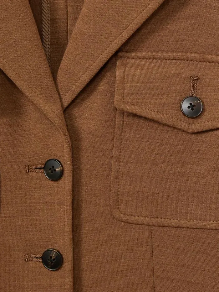 REISS Blazers and Jackets Women Ponte ButtonThrough Overshirt Dark Camel