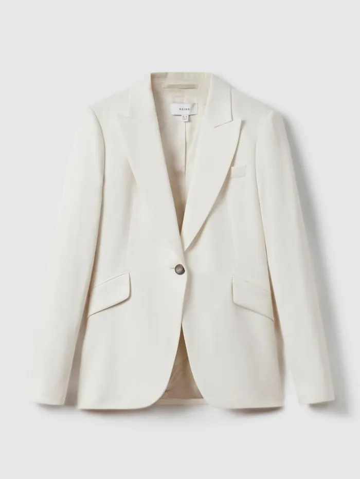REISS Blazers and Jackets Women Tailored Single Breasted Suit Blazer Cream