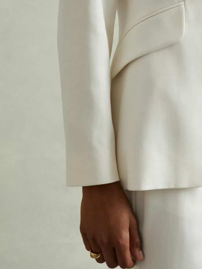 REISS Blazers and Jackets Women Tailored Single Breasted Suit Blazer Cream