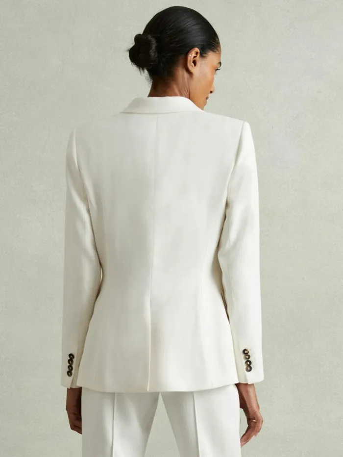 REISS Blazers and Jackets Women Tailored Single Breasted Suit Blazer Cream