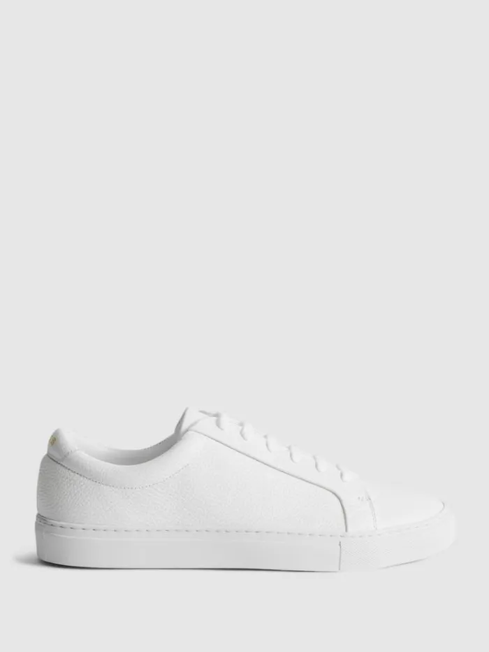 REISS Casual Shoes Men Grained Leather Trainers White