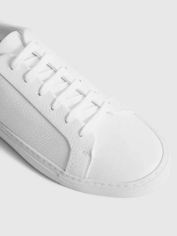 REISS Casual Shoes Men Grained Leather Trainers White