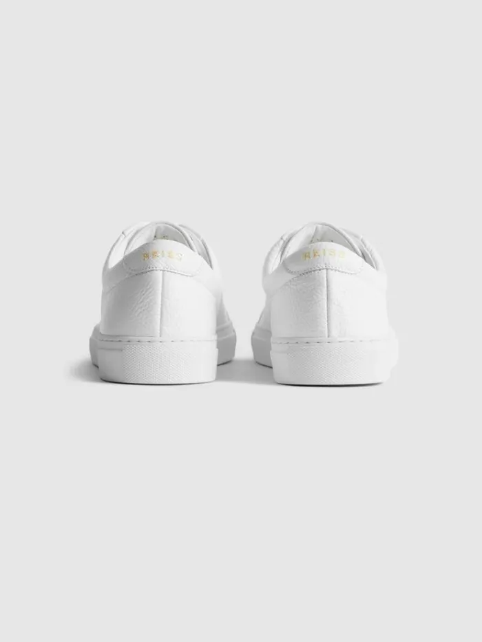 REISS Casual Shoes Men Grained Leather Trainers White