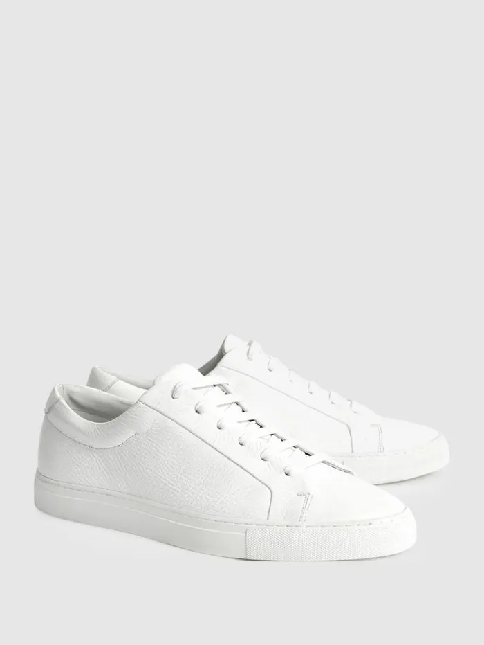 REISS Casual Shoes Men Grained Leather Trainers White