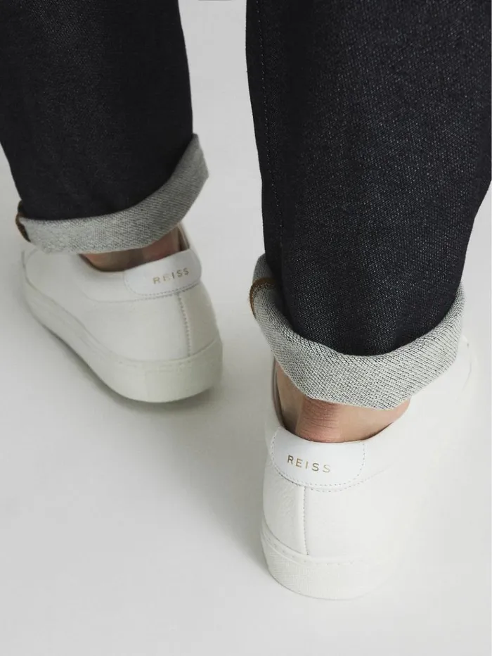 REISS Casual Shoes Men Grained Leather Trainers White