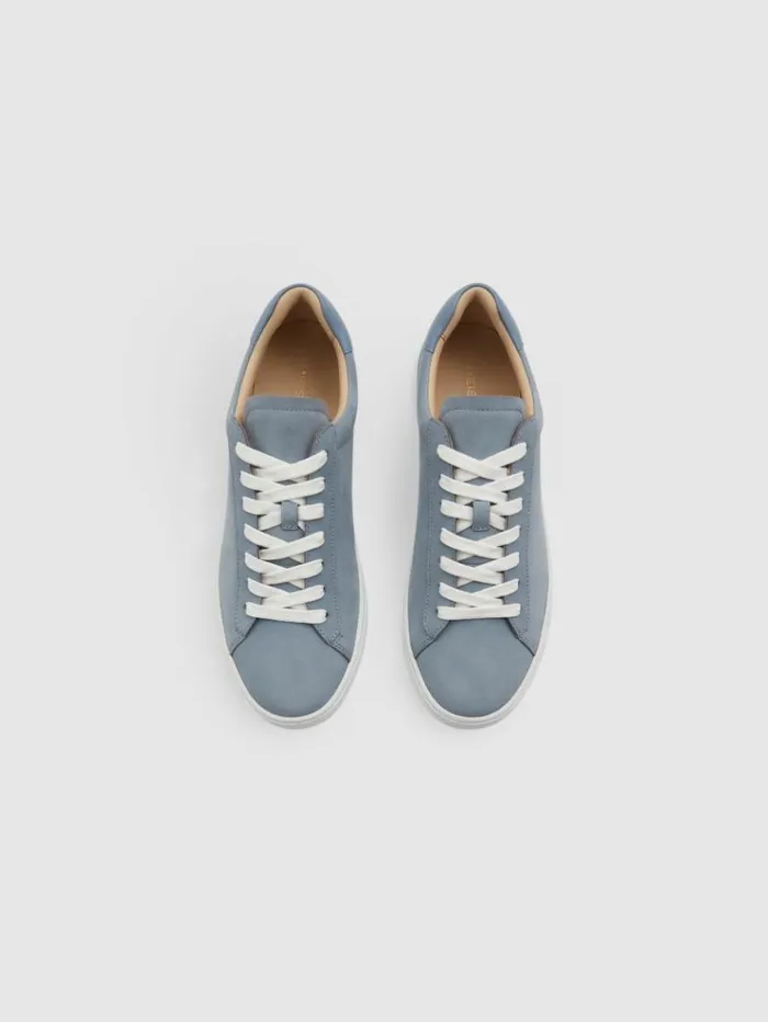 REISS Casual Shoes Men Nubuck Leather Low Top Trainers Sky Blue