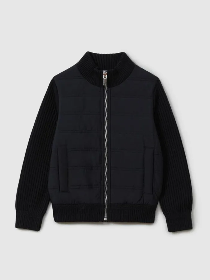 REISS Coats and Jackets Children Hybrid Zip Through Quilted Jacket Navy