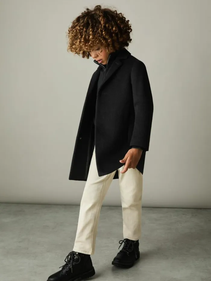 REISS Coats and Jackets Children Single Breasted Overcoat Black