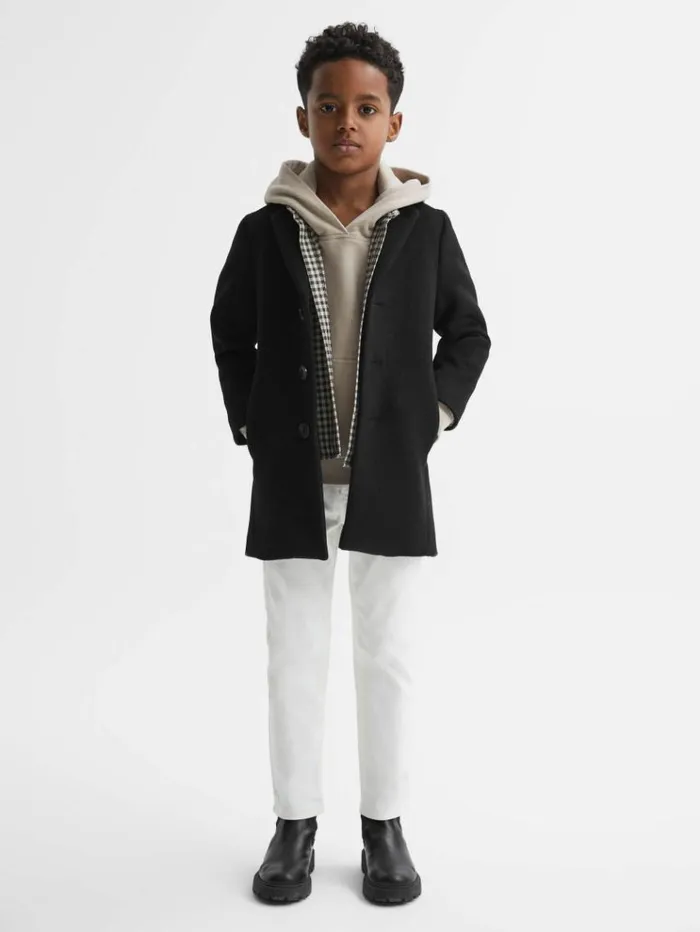 REISS Coats and Jackets Children Single Breasted Overcoat Black