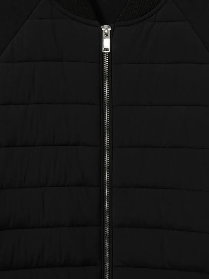 REISS Coats and Jackets Men Hybrid Quilt RaglanSleeve Bomber Jacket Black