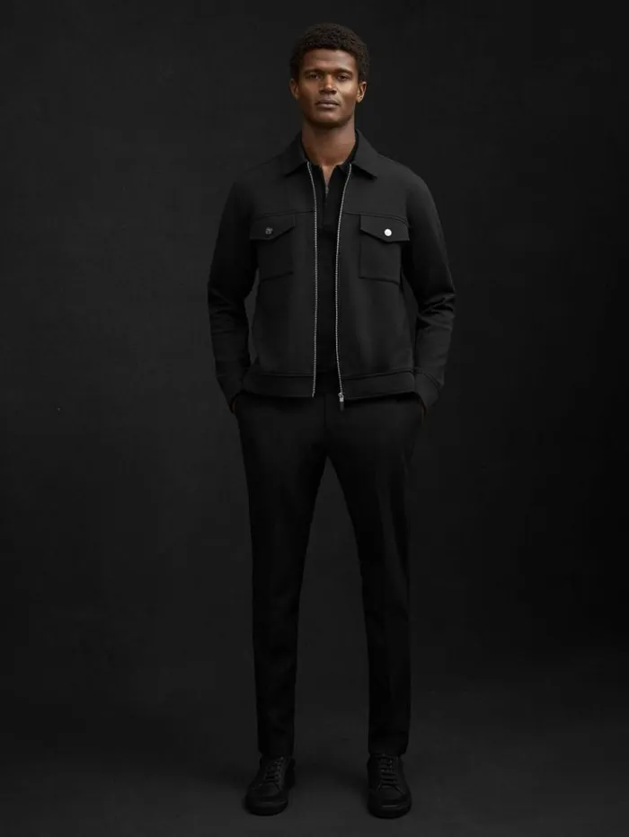 REISS Coats and Jackets Men Interlock Jersey ZipThrough Jacket Black REISS Coats and Jackets Men Interlock Jersey ZipThrough Jacket Black
