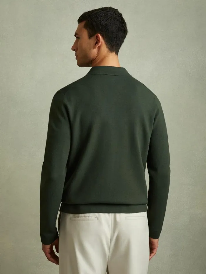 REISS Coats and Jackets Men Knitted Zip Through Jacket Dark Green