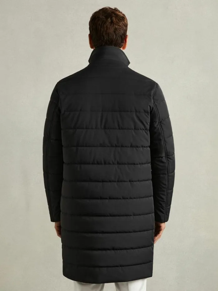 REISS Coats and Jackets Men Longline QuiltedShell Coat With Inner Gilet Navy