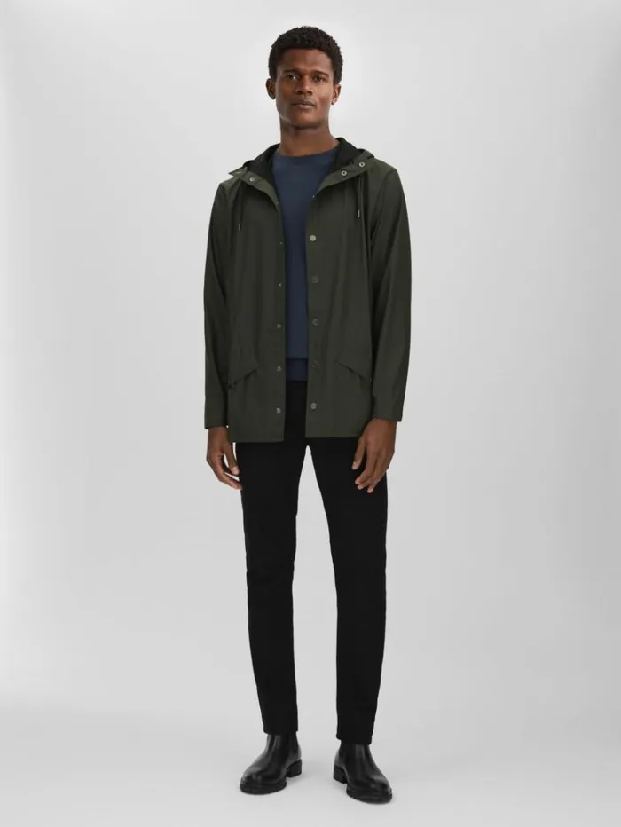 REISS Coats and Jackets Men Rains Unisex Hooded Raincoat Dark Green