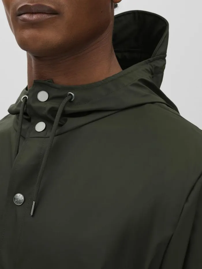 REISS Coats and Jackets Men Rains Unisex Hooded Raincoat Dark Green